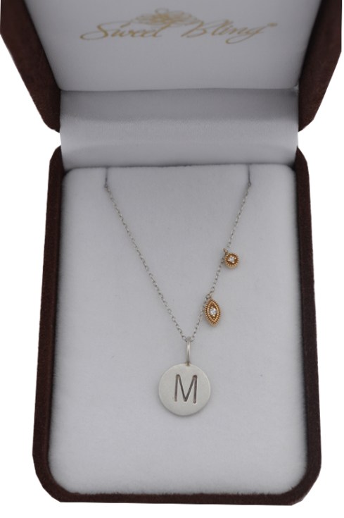 Sweet Bling's Initial Necklace with Diamond Dangles