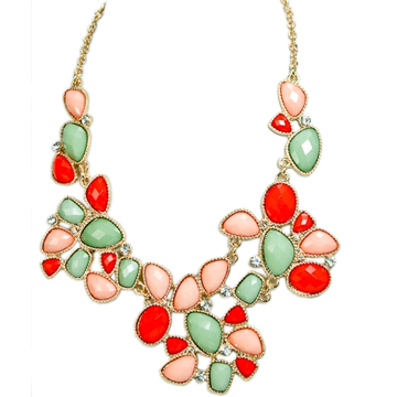 Mint and Coral Statement Necklace